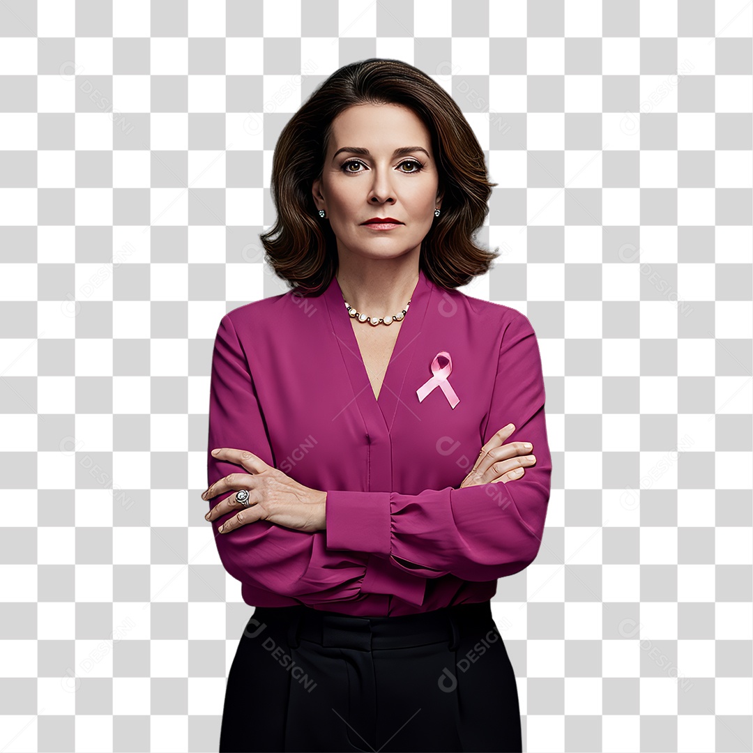 Mulher de Rosa Outubro Rosa Mês de Conscientização PNG Transparente