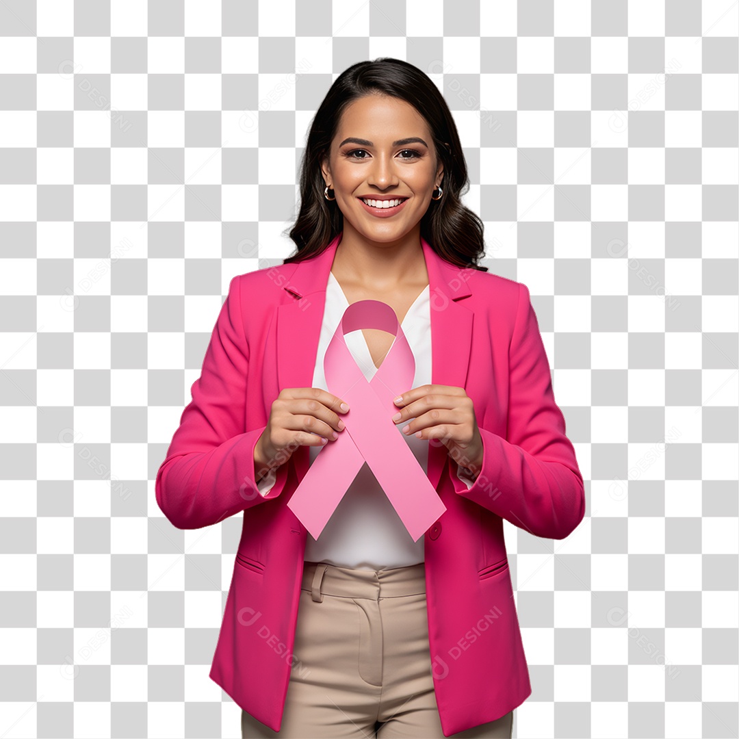 Mulher de Rosa Outubro Rosa Mês de Conscientização PNG Transparente