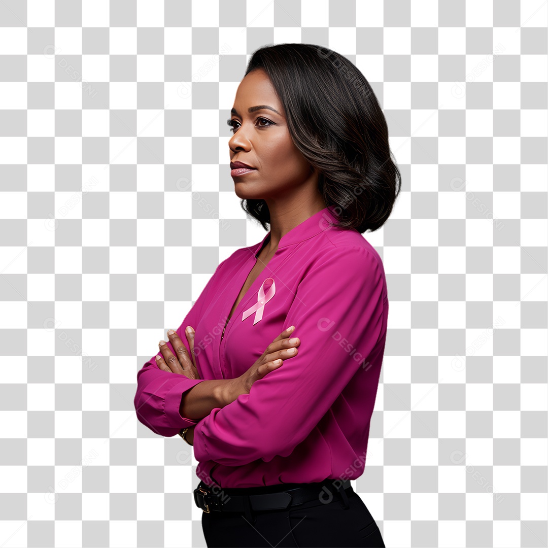 Mulher de Rosa Outubro Rosa Mês de Conscientização PNG Transparente