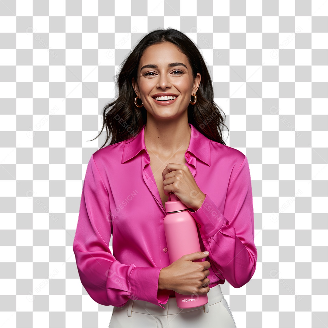 Mulher de Rosa Outubro Rosa Mês de Conscientização PNG Transparente