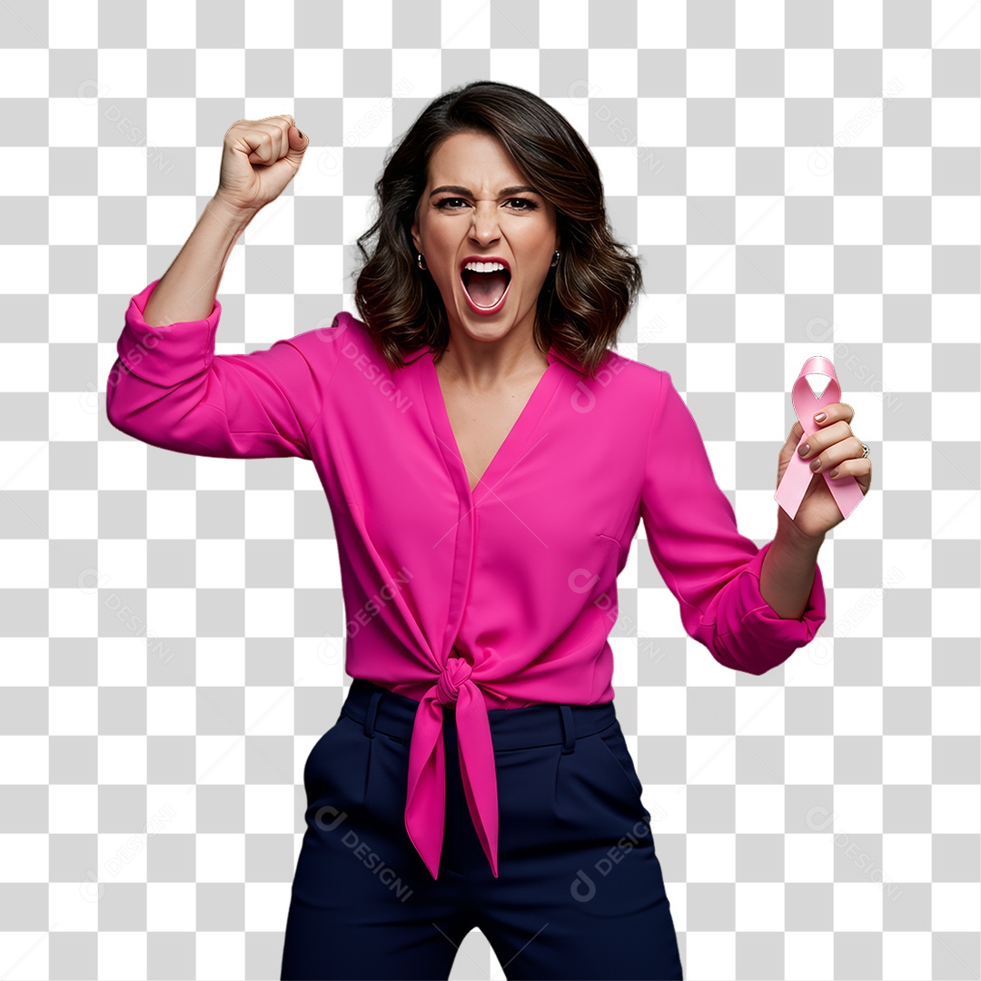 Mulher de Rosa Outubro Rosa Mês de Conscientização PNG Transparente