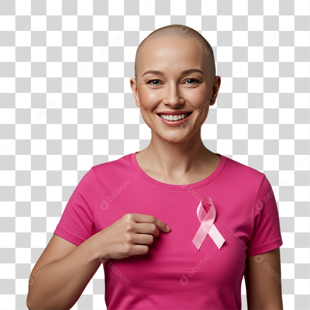 Mulher de Rosa Outubro Rosa Mês de Conscientização PNG Transparente