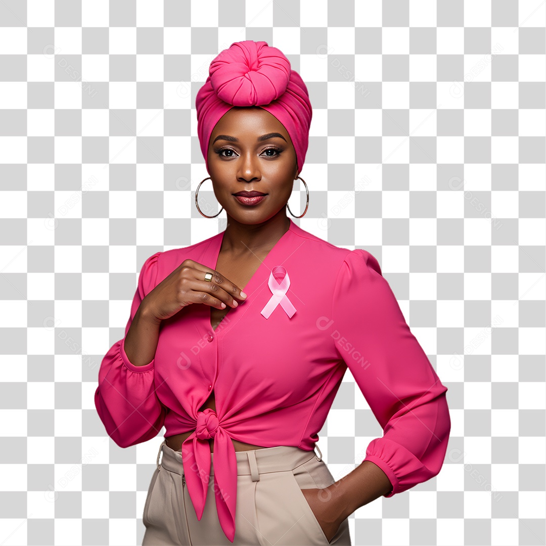 Mulher de Rosa Outubro Rosa Mês de Conscientização PNG Transparente