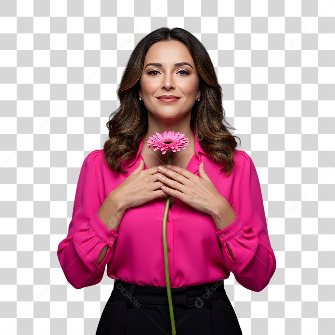 Mulher de Rosa Outubro Rosa Mês de Conscientização PNG Transparente