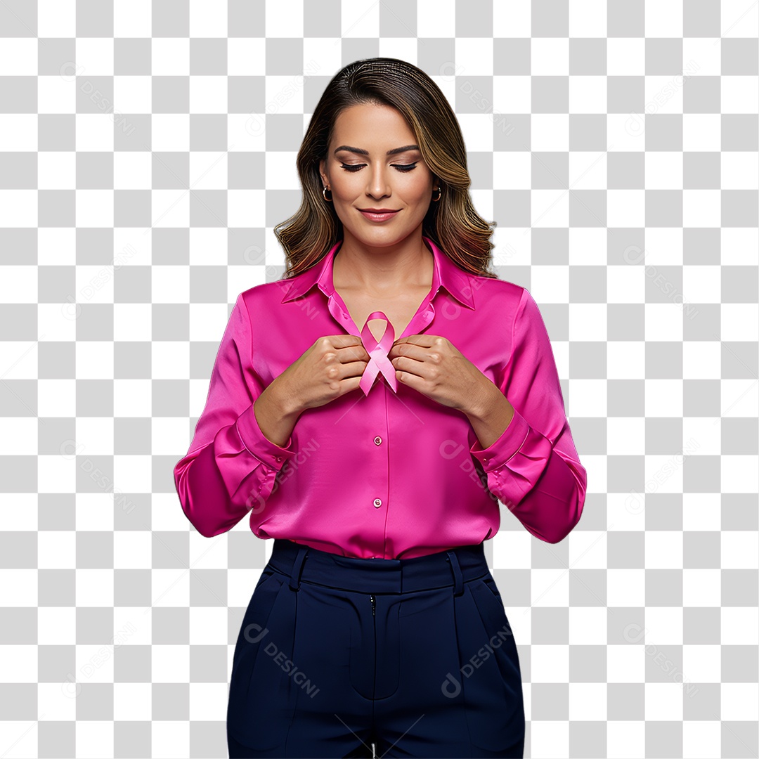 Mulher de Rosa Outubro Rosa Mês de Conscientização PNG Transparente