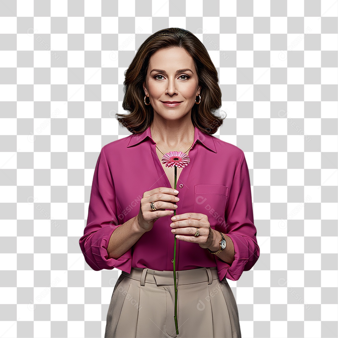 Mulher de Rosa Outubro Rosa Mês de Conscientização PNG Transparente