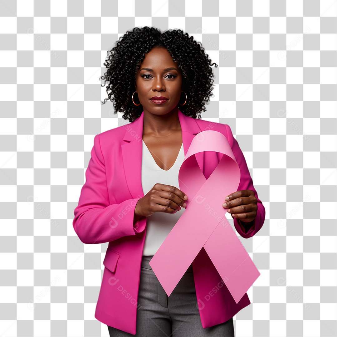 Mulher de Rosa Outubro Rosa Mês de Conscientização PNG Transparente