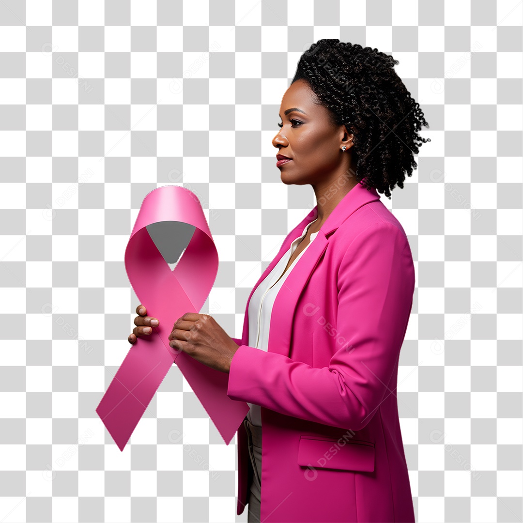 Mulher de Rosa Outubro Rosa Mês de Conscientização PNG Transparente