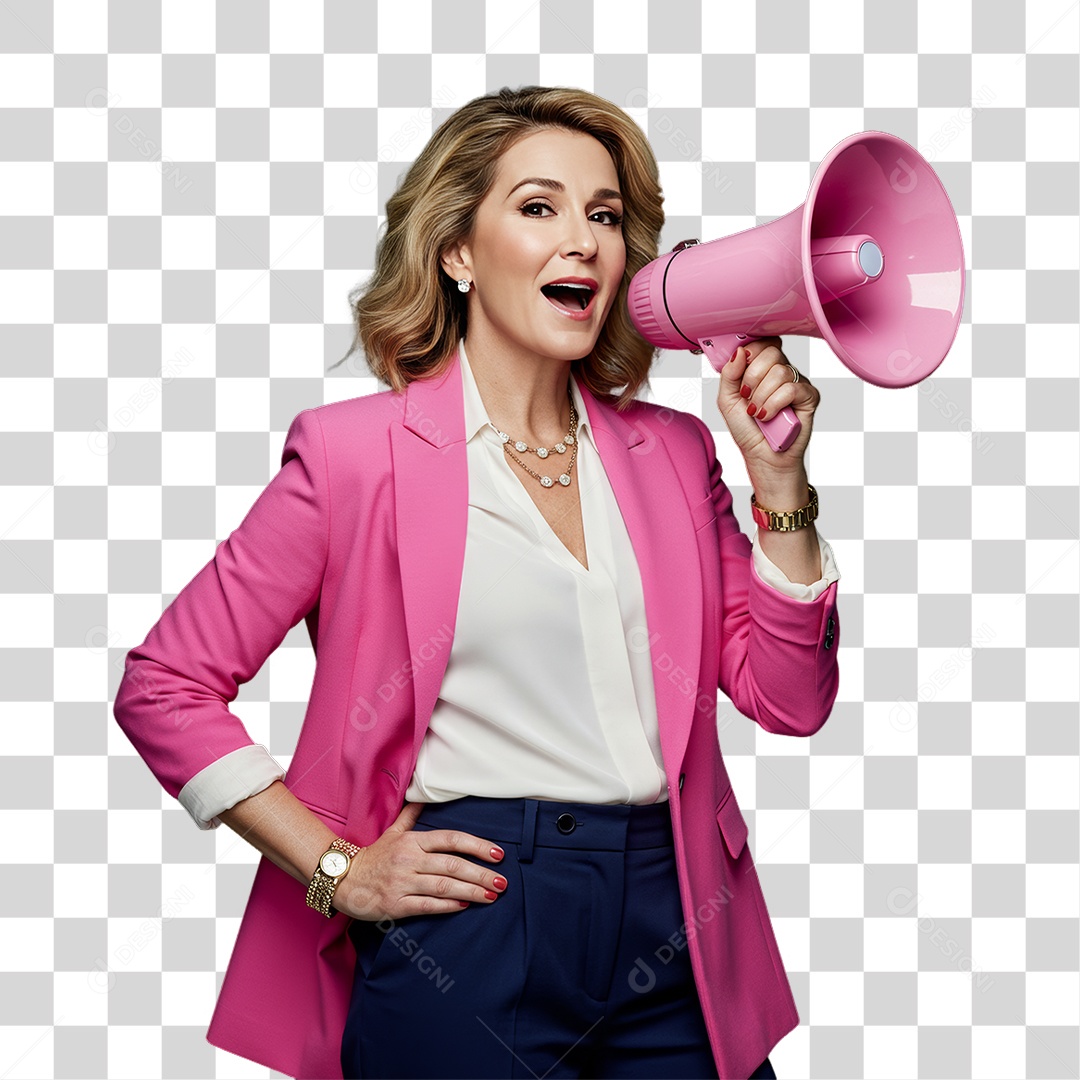 Mulher de Rosa Outubro Rosa Mês de Conscientização PNG Transparente