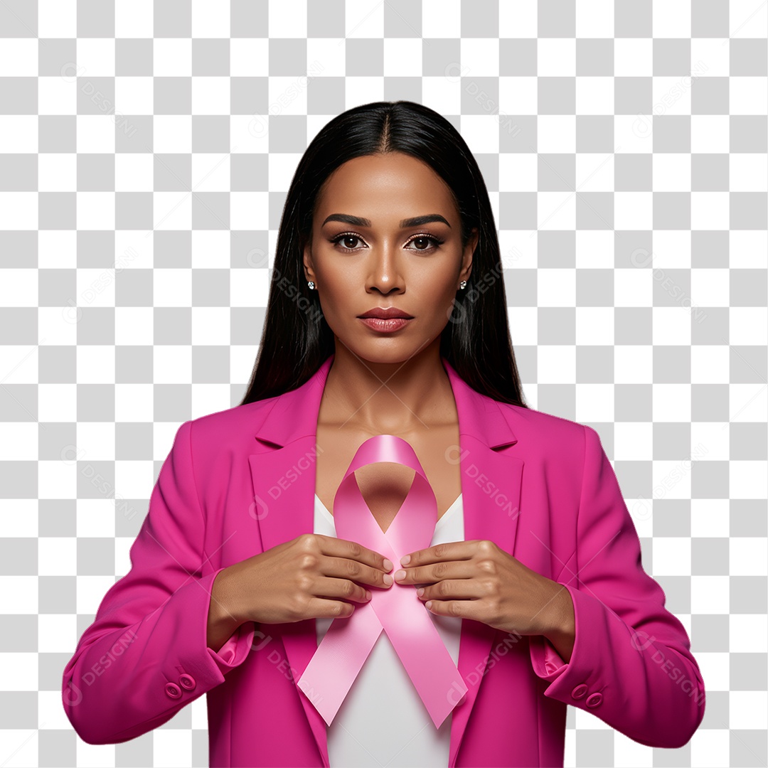 Mulher de Rosa Outubro Rosa Mês de Conscientização PNG Transparente