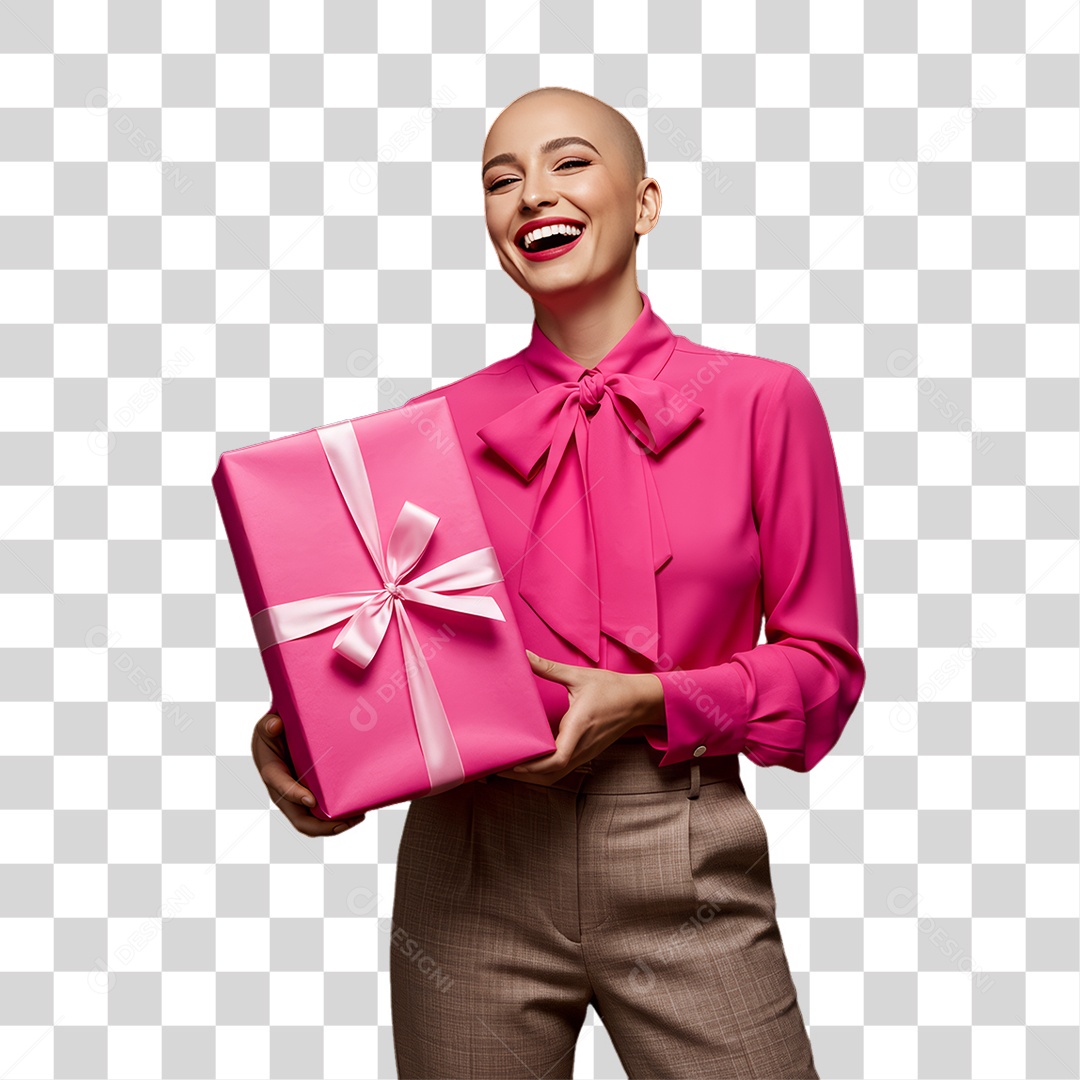 Mulher de Rosa Outubro Rosa Mês de Conscientização PNG Transparente