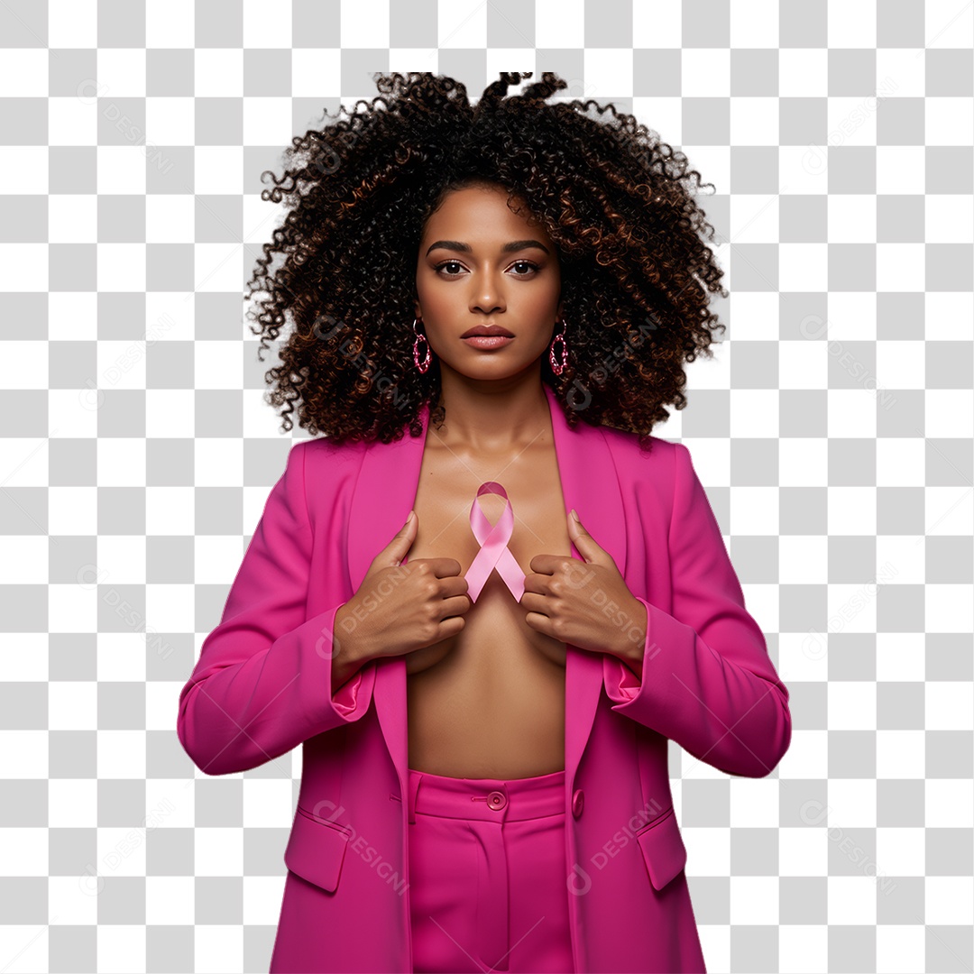 Mulher de Rosa Outubro Rosa Mês de Conscientização PNG Transparente