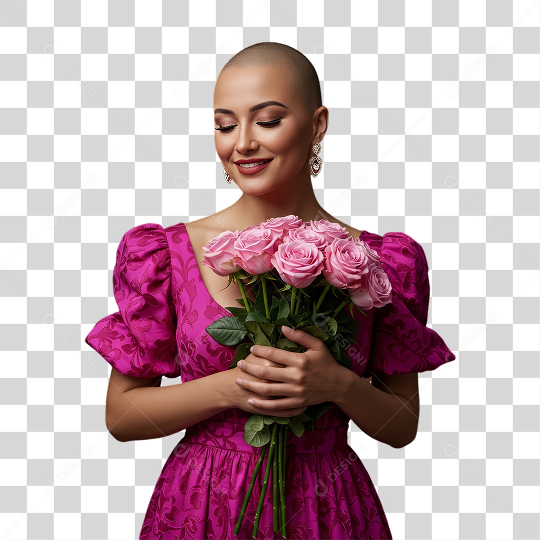 Mulher de Rosa Outubro Rosa Mês de Conscientização PNG Transparente