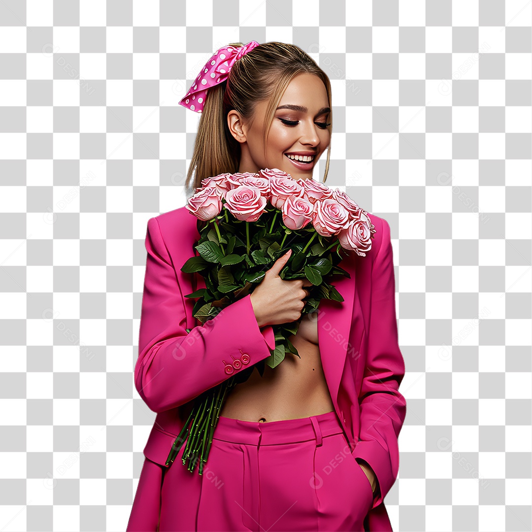 Mulher de Rosa Outubro Rosa Mês de Conscientização PNG Transparente