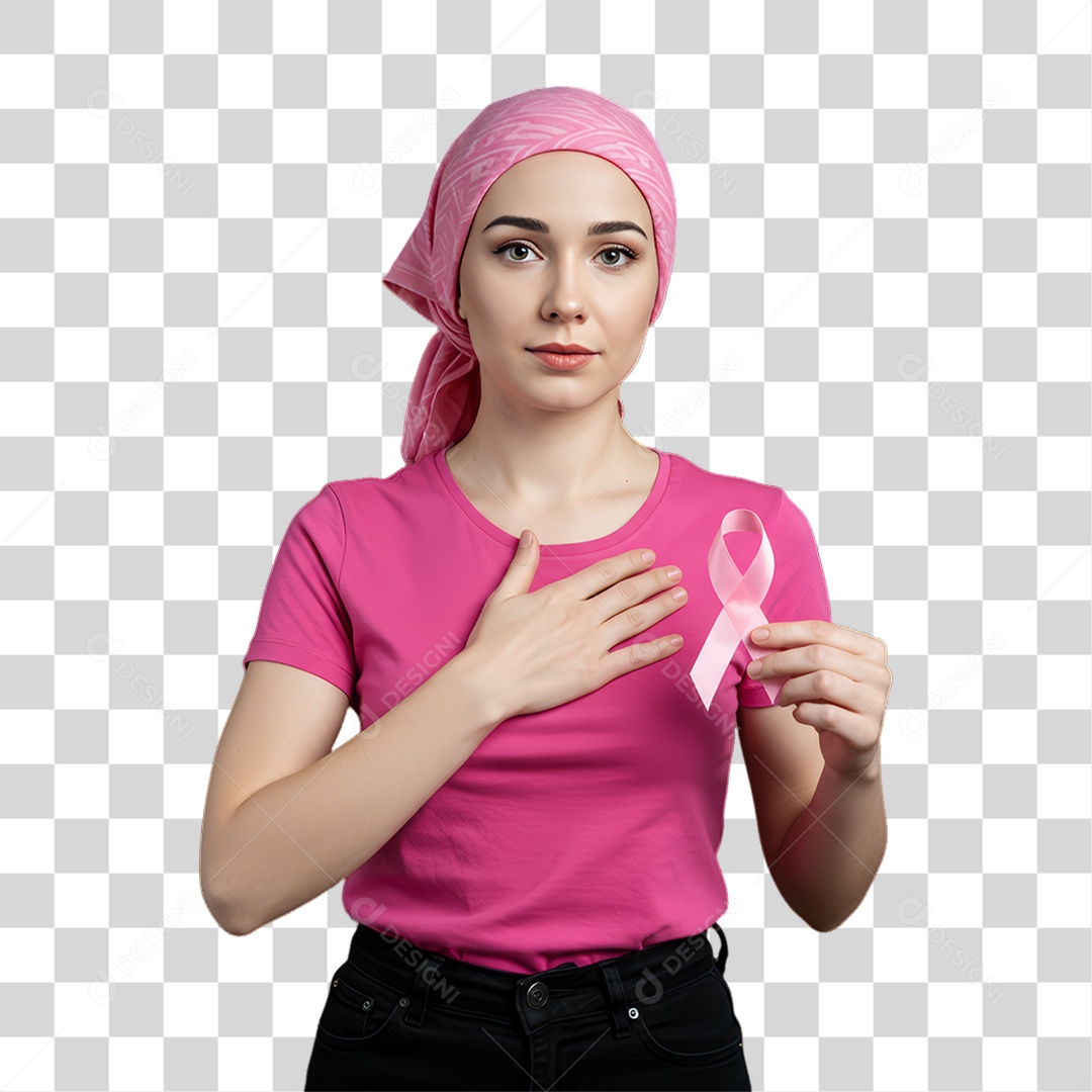 Mulher de Rosa Outubro Rosa Mês de Conscientização PNG Transparente