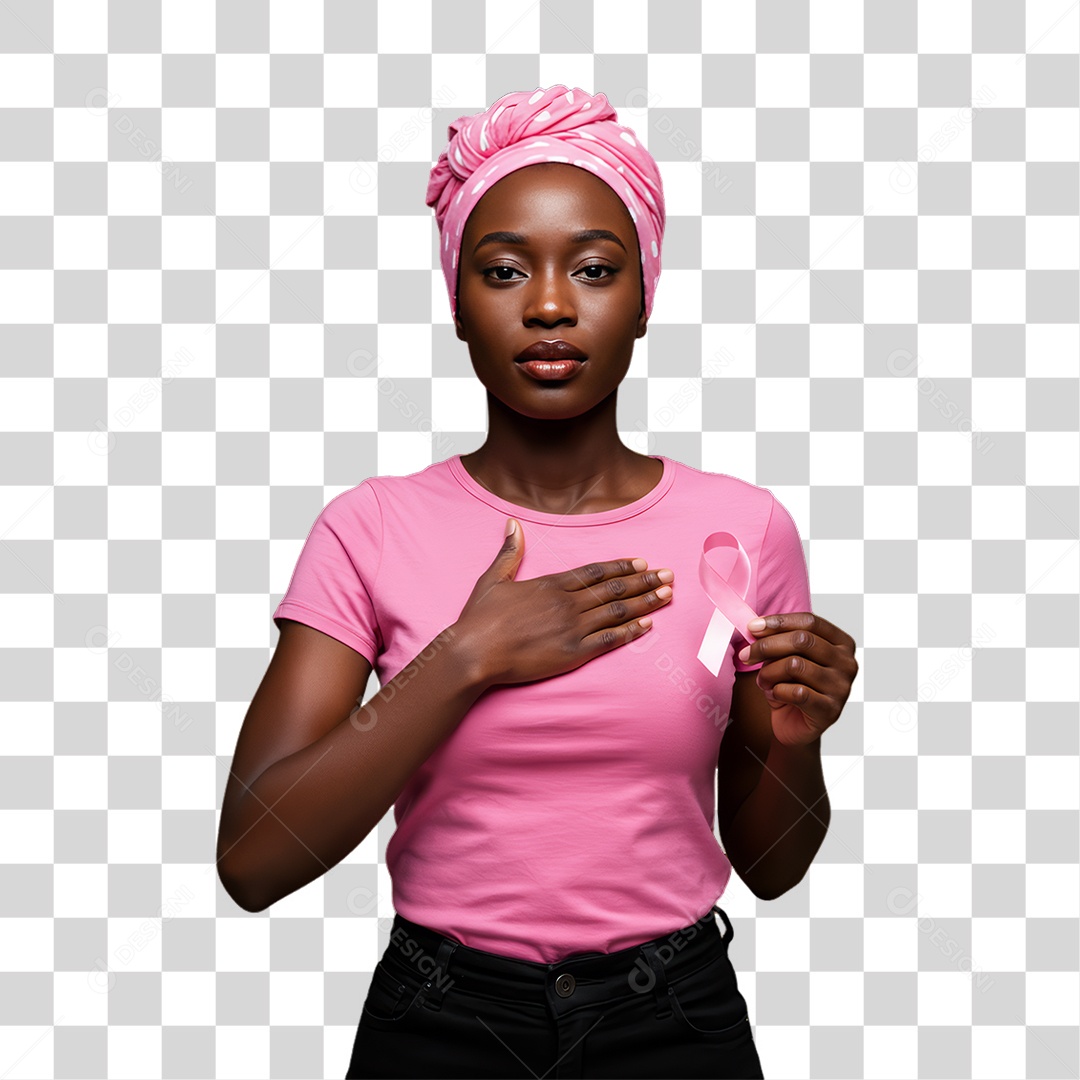 Mulher de Rosa Outubro Rosa Mês de Conscientização PNG Transparente