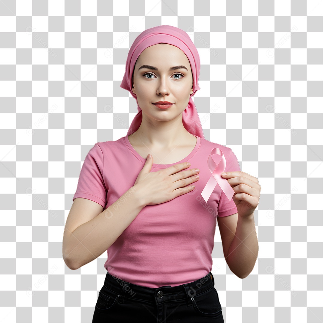 Mulher de Rosa Outubro Rosa Mês de Conscientização PNG Transparente