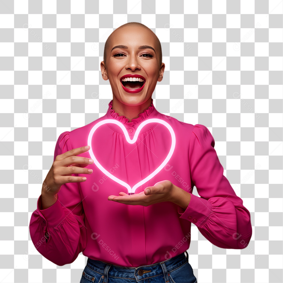 Mulher de Rosa Outubro Rosa Mês de Conscientização PNG Transparente