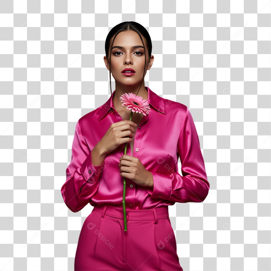 Mulher de Rosa Outubro Rosa Mês de Conscientização PNG Transparente