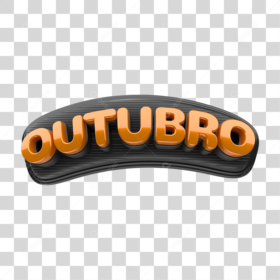 Texto 3D Outubro PNG Transparente