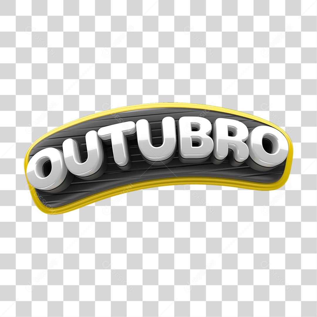 Texto 3D Outubro PNG Transparente