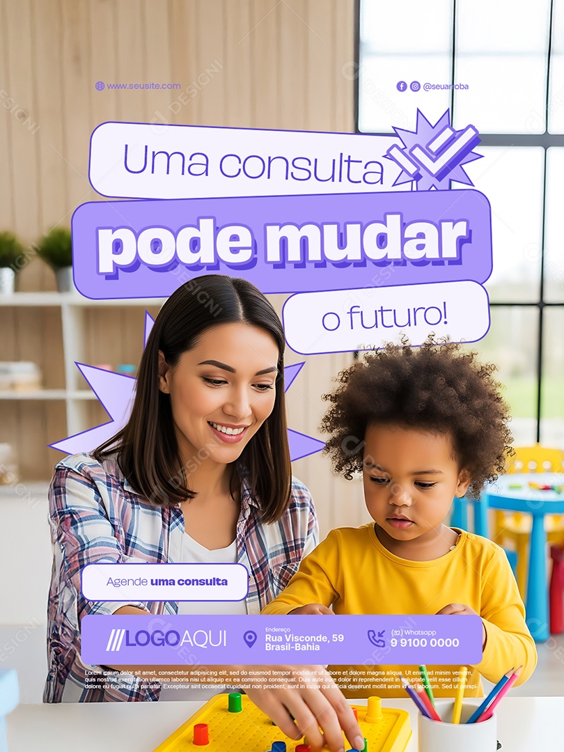 Psicopedagogia Uma Consulta Pode Mudar o Futuro Social Media PSD Editável