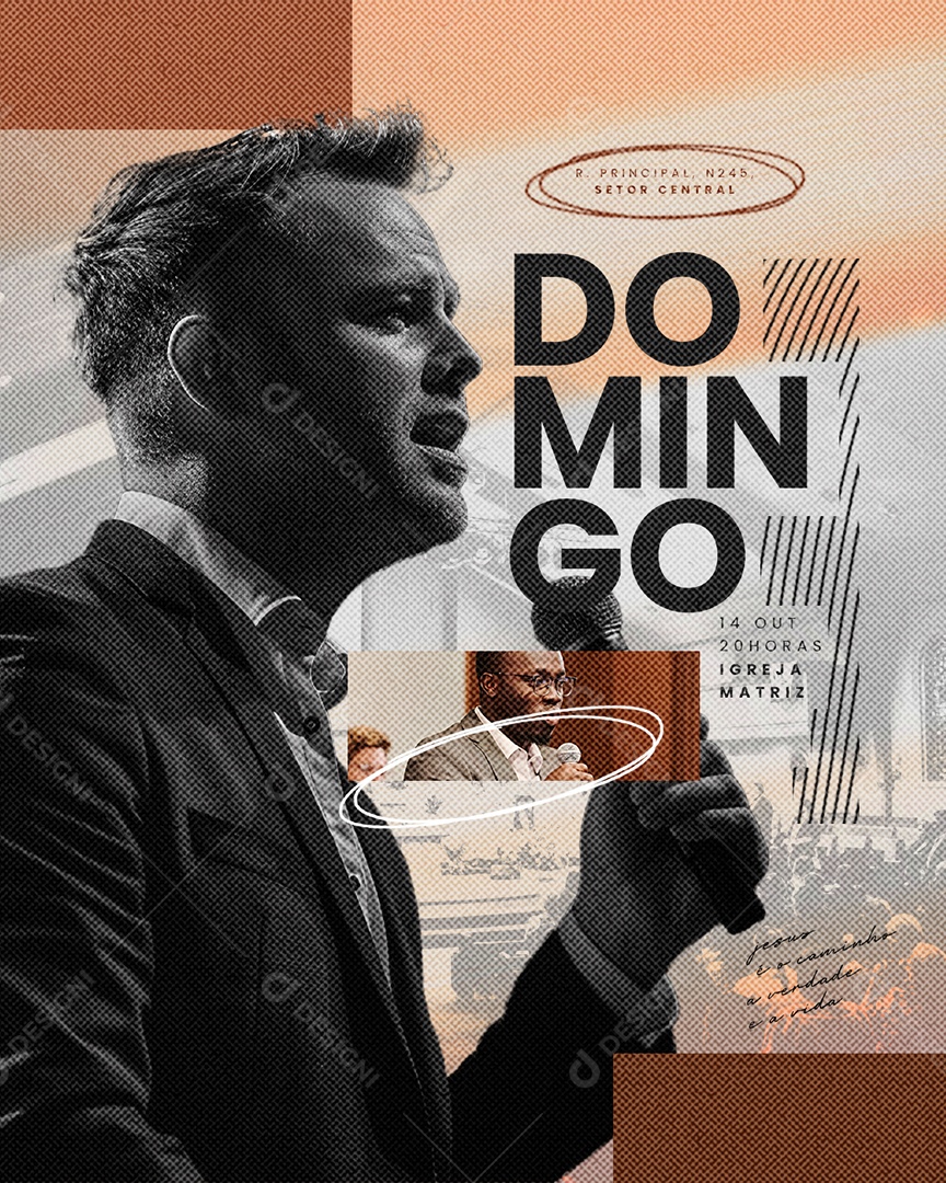 Flyer Gospel Domingo Social Media PSD Editável