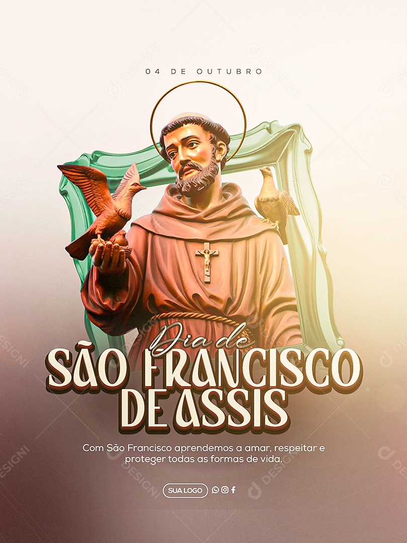 Dia de São Francisco de Assis 04 de Outubro Social Media PSD Editável