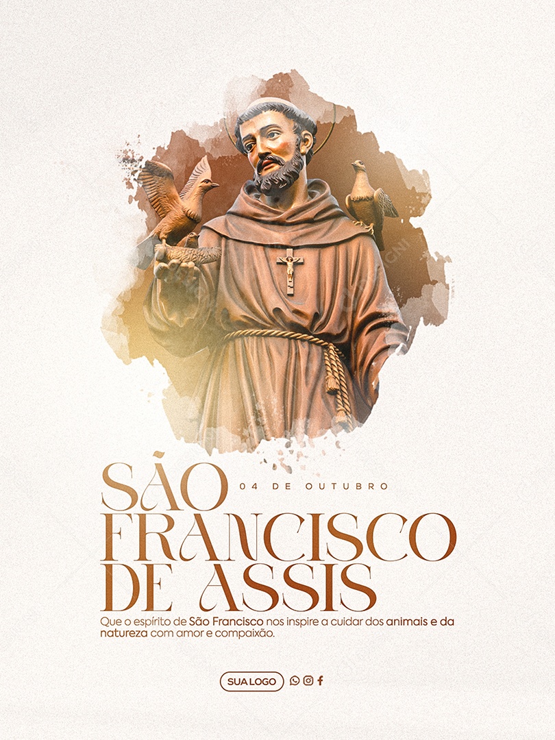 Dia de São Francisco de Assis 04 de Outubro Social Media PSD Editável