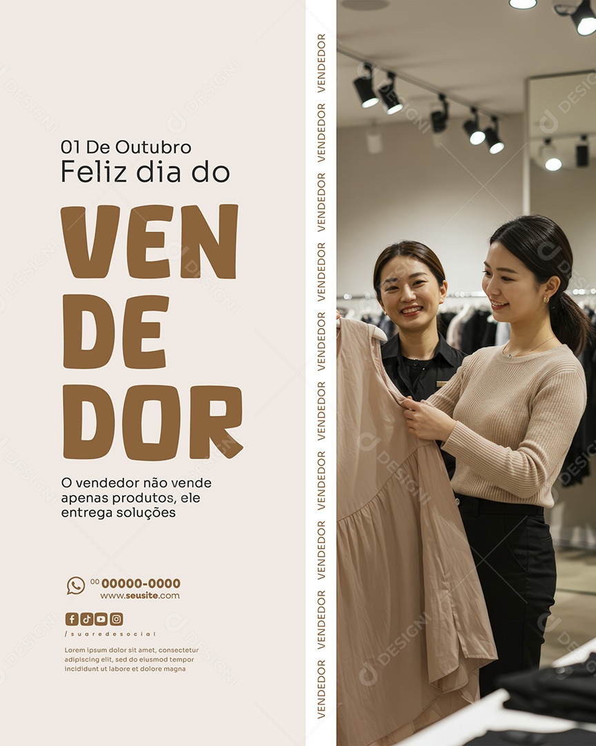 Feliz Dia Do Vendedor 01 de Outubro Social  Media PSD Editável