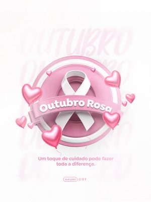 Outubro Rosa Mês de Prevenção Social Media PSD Editável