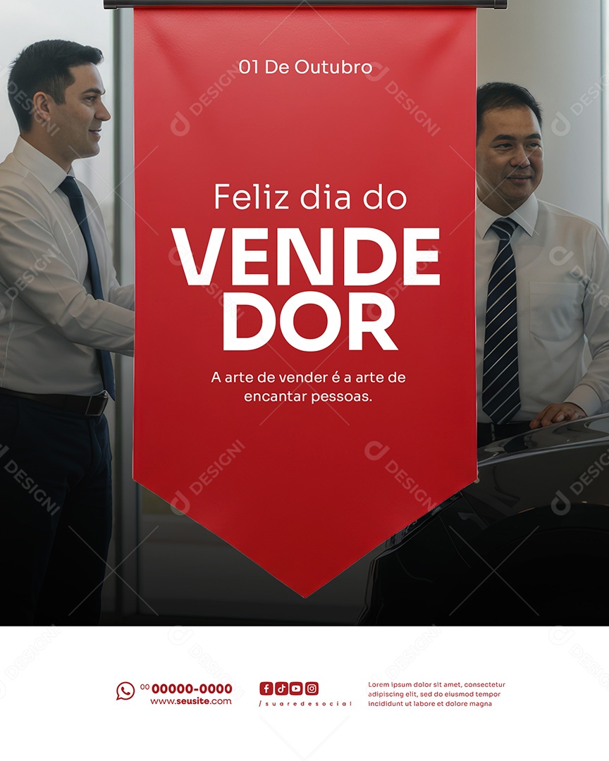 Fliz Dia Do Vendedor 01 de Outubro Social  Media PSD Editável