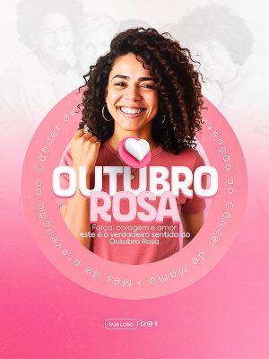 Outubro Rosa Mês de Prevenção Social Media PSD Editável