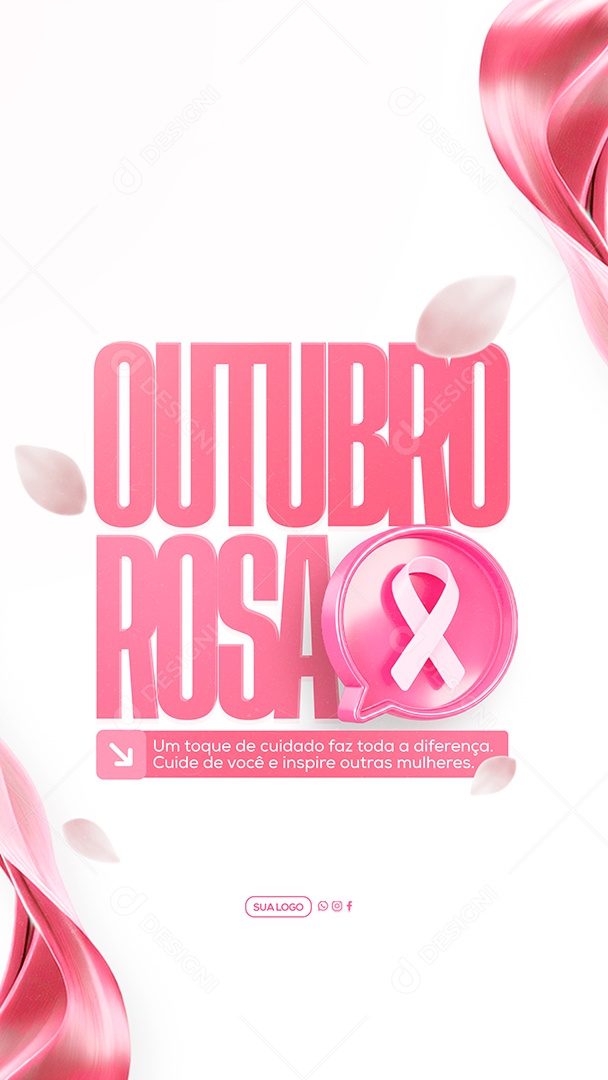 Story Outubro Rosa Mês de Prevenção Social Media PSD Editável