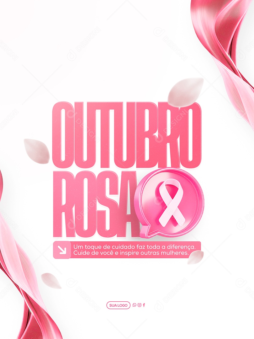 Outubro Rosa Mês de Prevenção Social Media PSD Editável