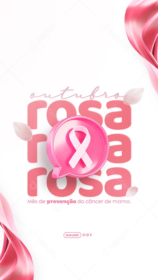 Story Outubro Rosa Mês de Prevenção Social Media PSD Editável