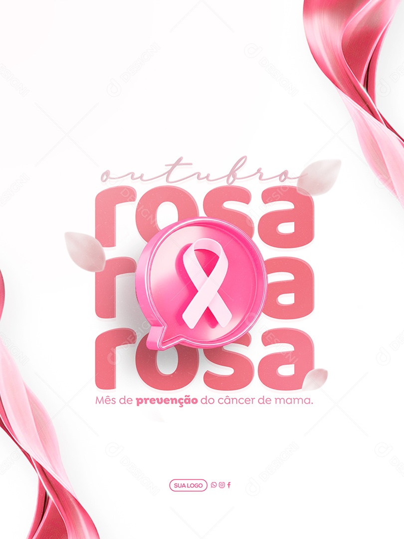 Outubro Rosa Mês de Prevenção Social Media PSD Editável