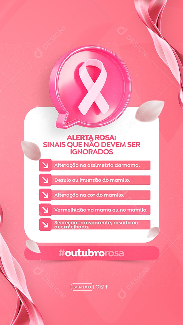 Story Outubro Rosa Mês de Prevenção Social Media PSD Editável