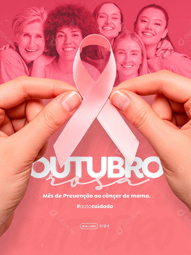 Outubro Rosa Mês de Prevenção Social Media PSD Editável