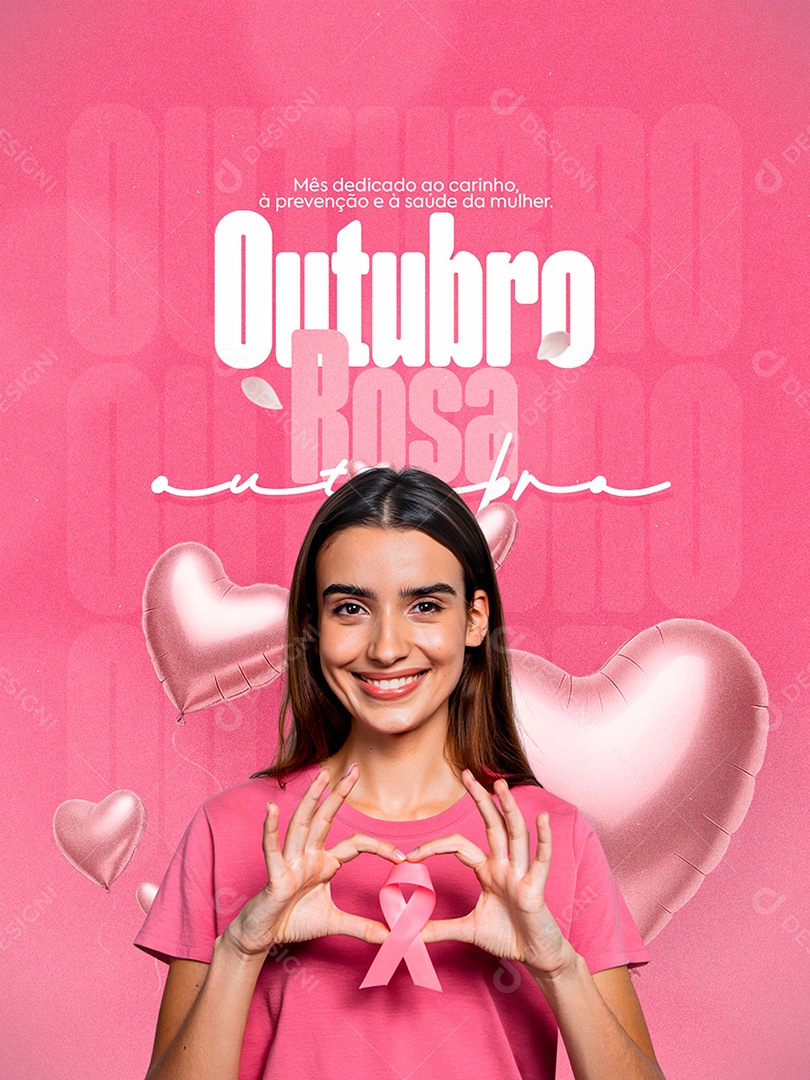 Outubro Rosa Mês de Prevenção Social Media PSD Editável