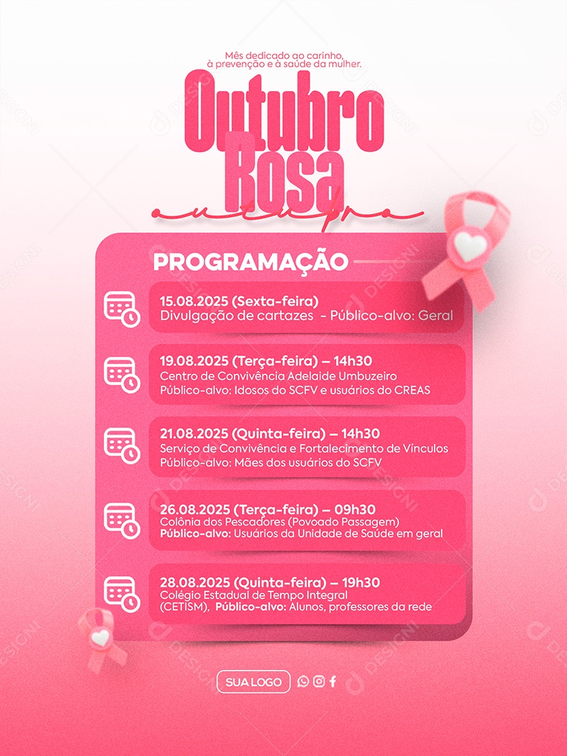 Outubro Rosa Mês de Prevenção Social Media PSD Editável