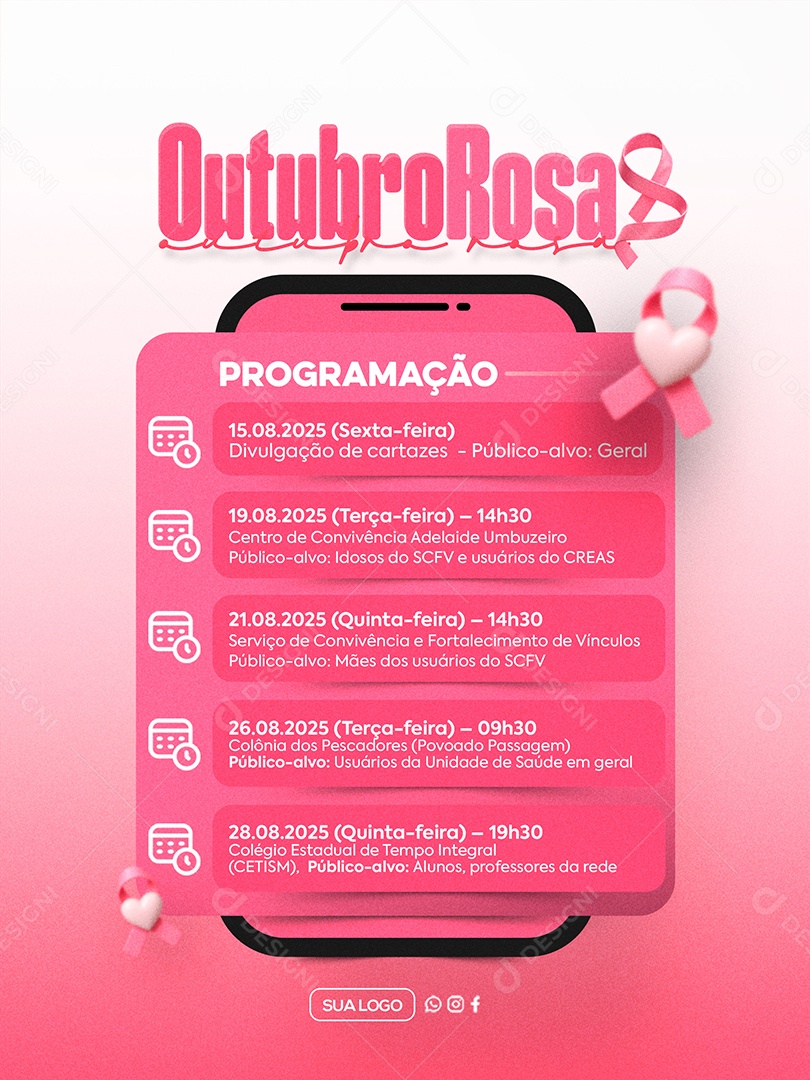 Outubro Rosa Mês de Prevenção Social Media PSD Editável