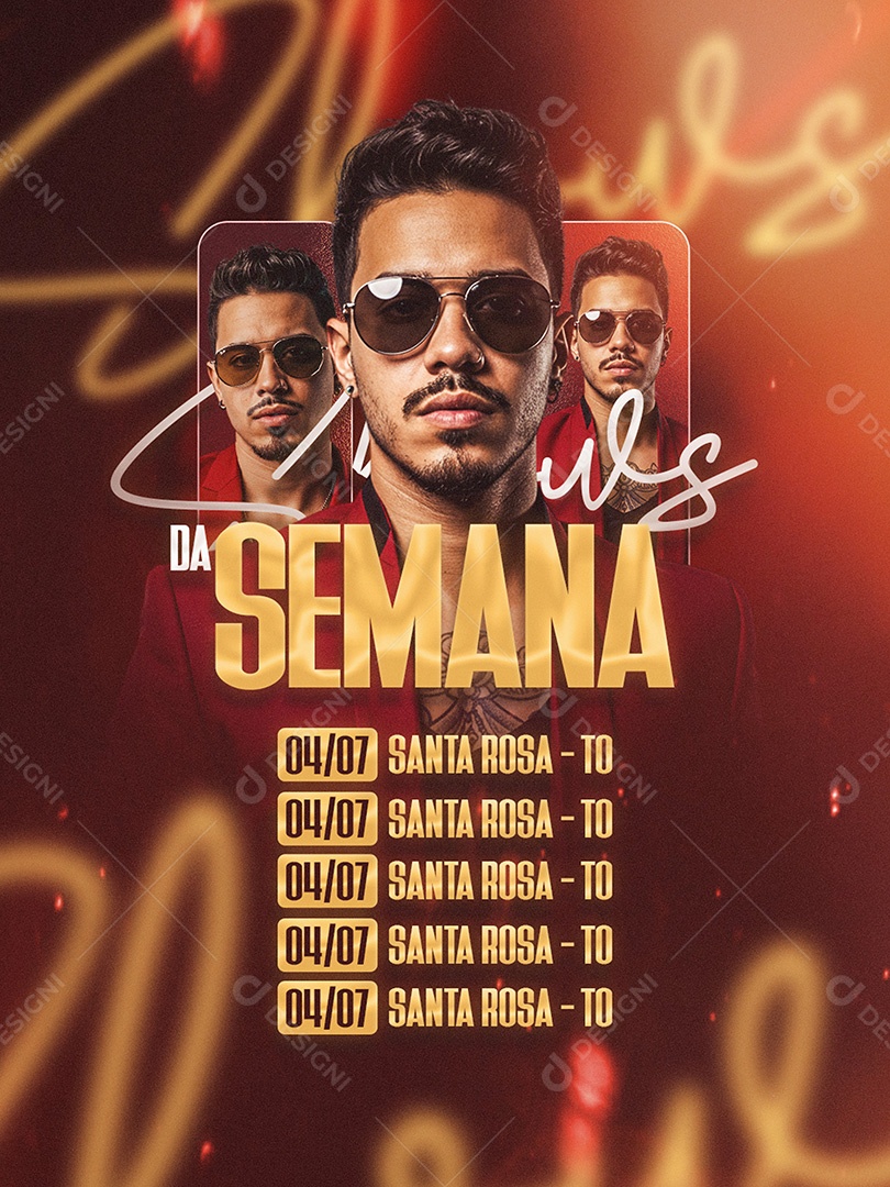 Feed Flyer Agenda da Semana Santa Rosa Social Media PSD Editável