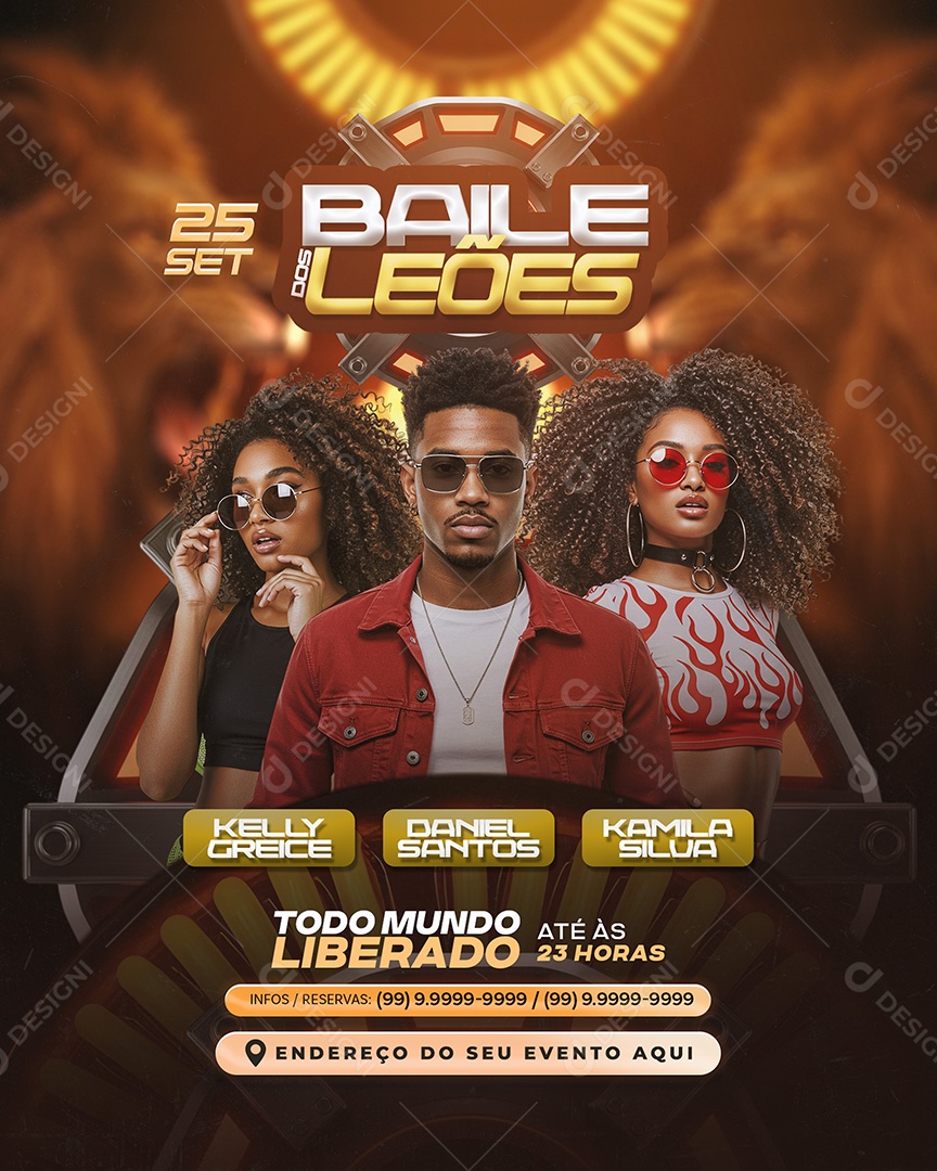 Feed Flyer Baile dos Leões Social Media PSD Editável