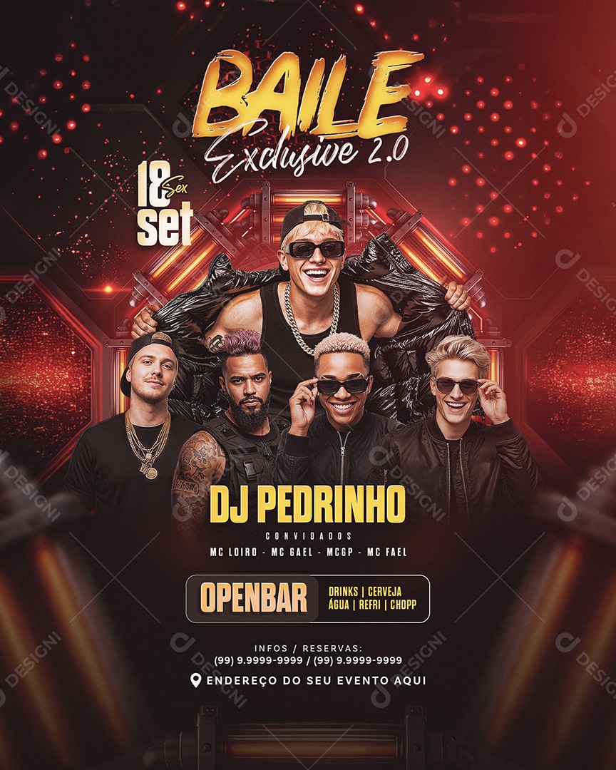 Feed Flyer Baile Exclusive Social Media PSD Editável