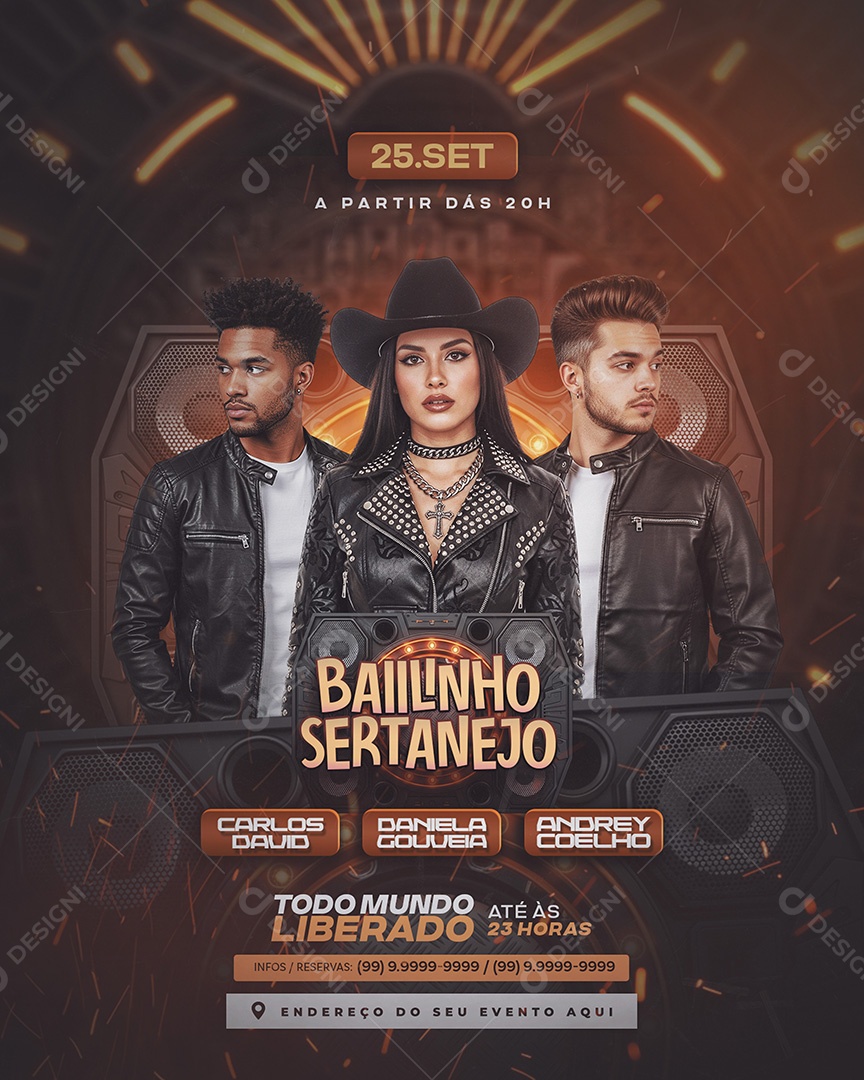 Feed Flyer Bailinho Sertanejo Socia Media PSD Editável