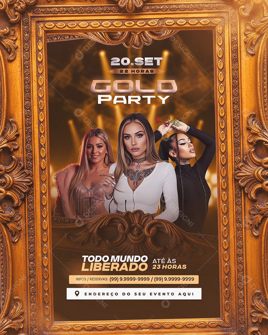 Feed Flyer Gold Fest Social Media PSD Editável