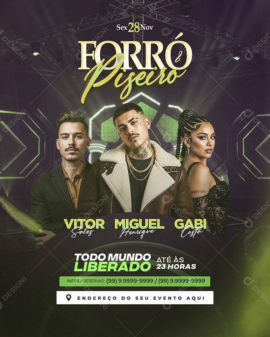 Flyer Forró & Piseiro Feed Social Media PSD Editável