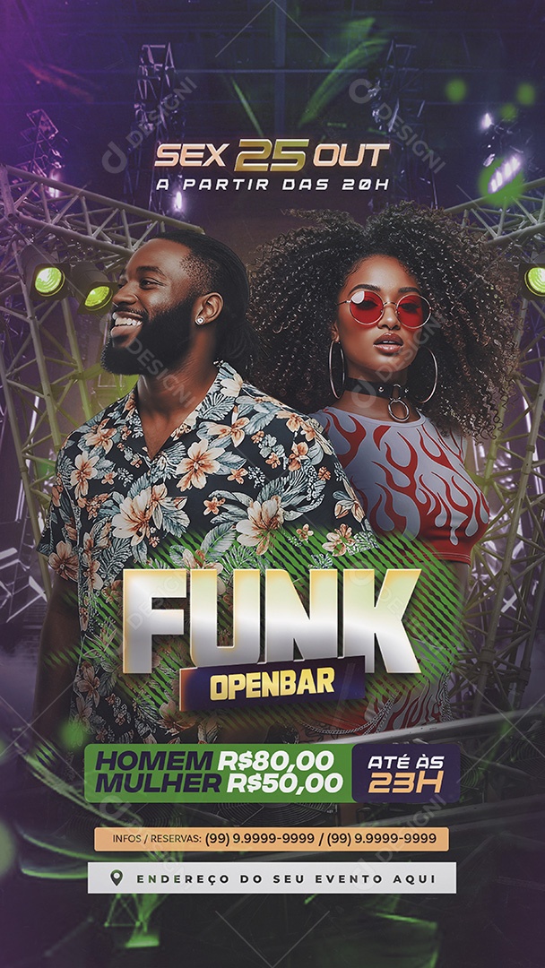 Flyer Funk Openbar Story Social Media PSD Editável