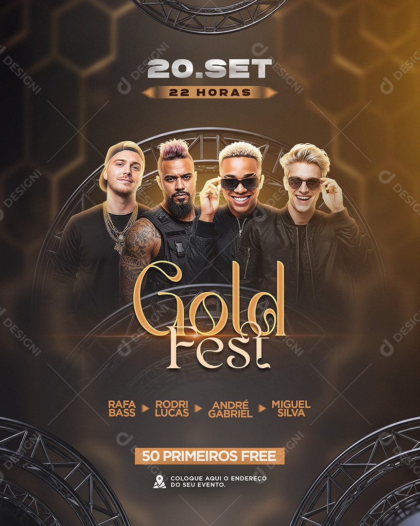 Flyer Gold Fest Feed Social Media PSD Editável